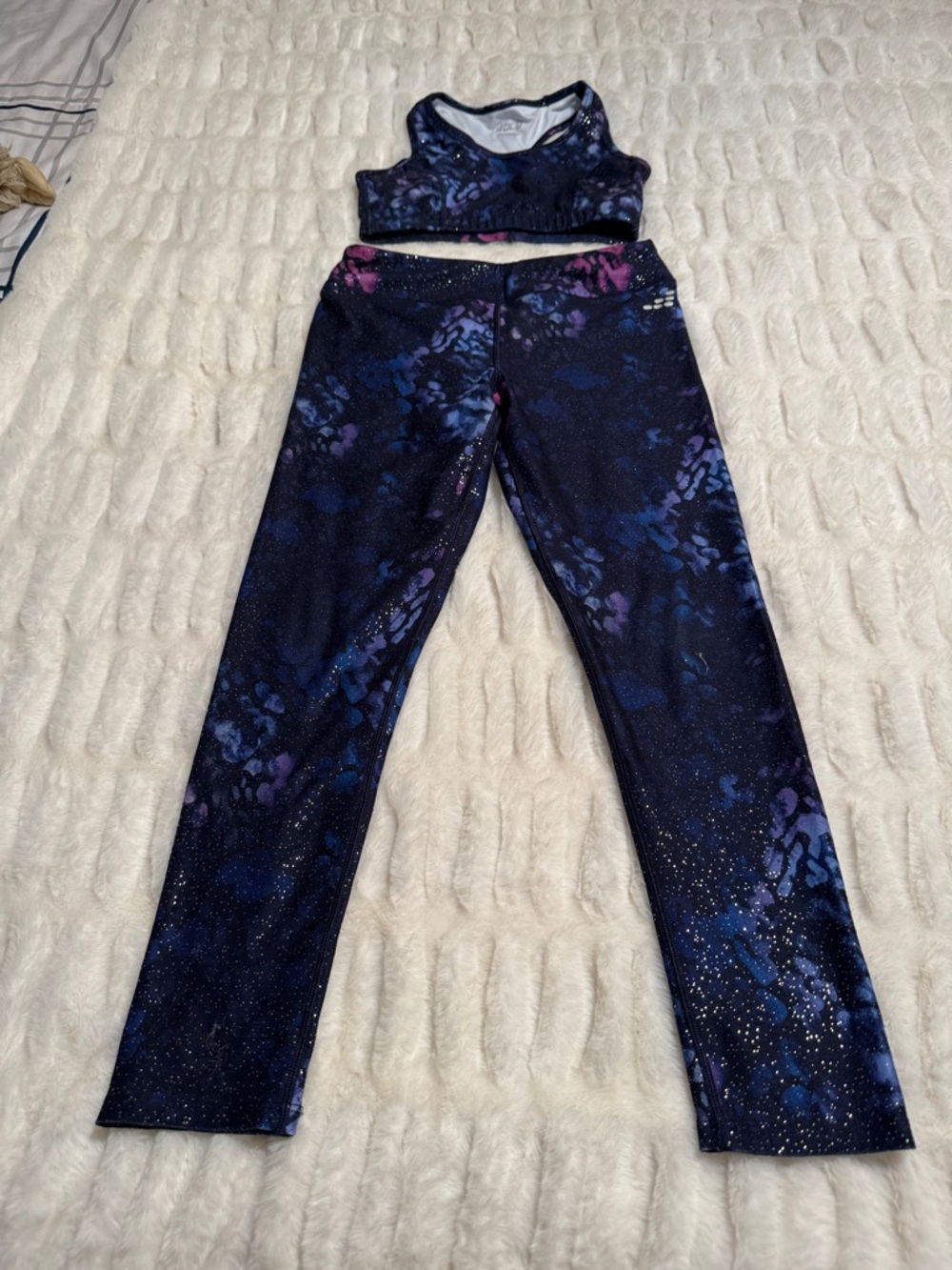 bcg Girls' Navy and Purple Galaxy Print Active Set
